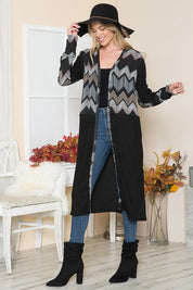 Women's Casual Mixed Media Maxi Cardigan