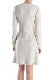 Women's Cable Knit Flared Mini Sweater Dress