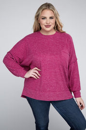 Plus Size Oversized Melange Drop Shoulder Sweater