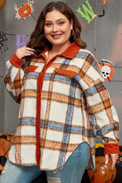 Women's Plus Size Plaid Buttoned Jacket