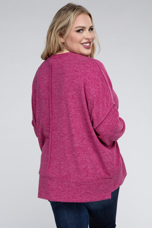 Plus Size Oversized Melange Drop Shoulder Sweater