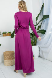 Women's Relaxed Fit Solid Elastic Waist Maxi Dress