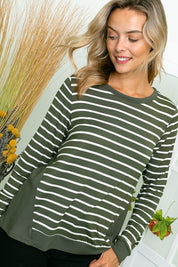 Women's Relaxed Fit Stripe and Solid Mix Top