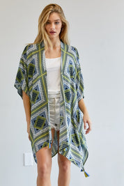 Women's Printed Short Sleeve Kimono