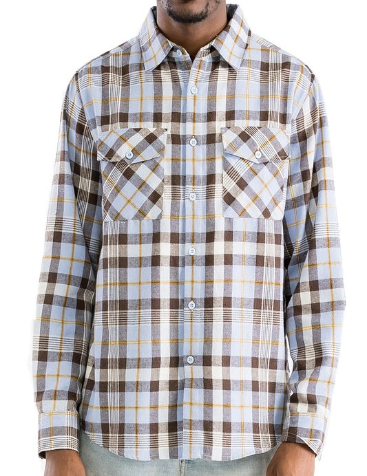 Men's Regular Fit Checker Plaid Flannel Shirt