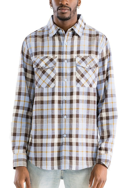 Men's Regular Fit Checker Plaid Flannel Shirt