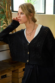 Women's Relaxed Fit Cable Knit Cardigan