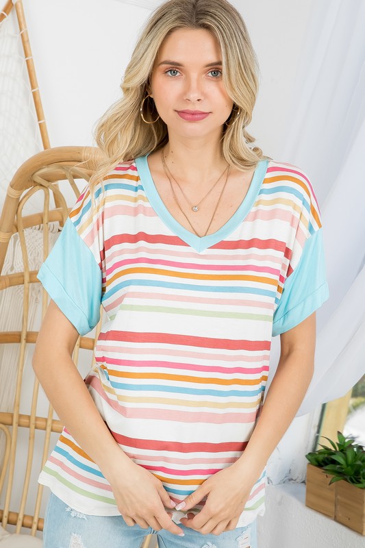 Plus Multi Stripe Boxy Top