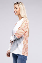 Women's Colorblock Long Sleeve Drop Sleeve Top