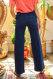 Women's High Waisted Button Wide Leg Jeans