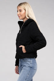 Women's Regular Fit Corduroy Zip-Up Jacket