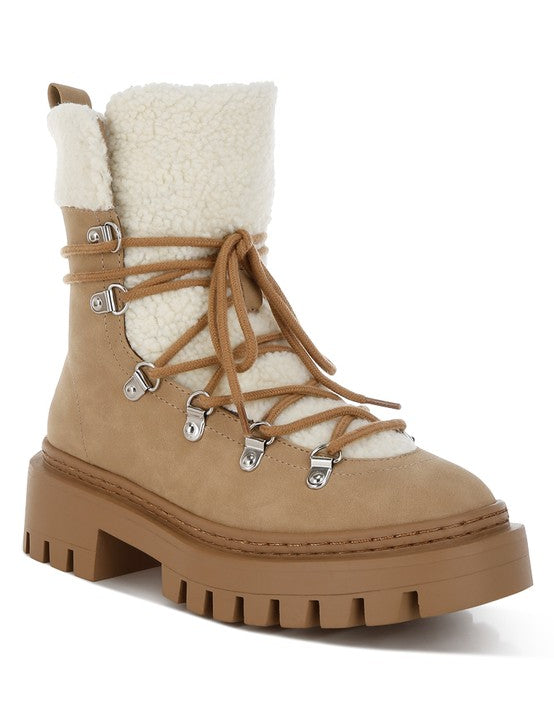 Women's Cozy Fleece & Faux Leather Winter Boots