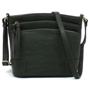 Women's Faux Leather Multi Zip Pocket Crossbody Bag