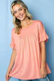 Women's Ruffled Short Sleeve Baby Doll Top