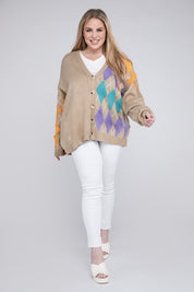 Plus V Neck Button Front Cardigan