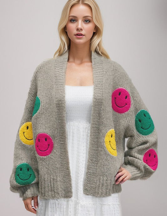 Women's Oversized Fuzzy Knit Cardigan with Bell Sleeves