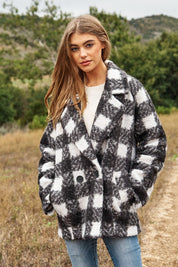 Women's Double Breasted Fuzzy Boucle Coat Jacket