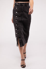 Women's High Waist Stretch Midi Denim Skirt