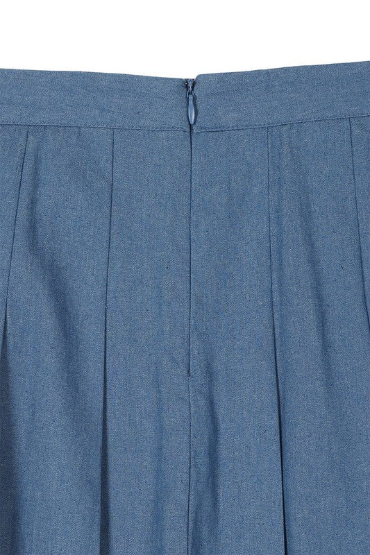 High waisted blue tennis skirt