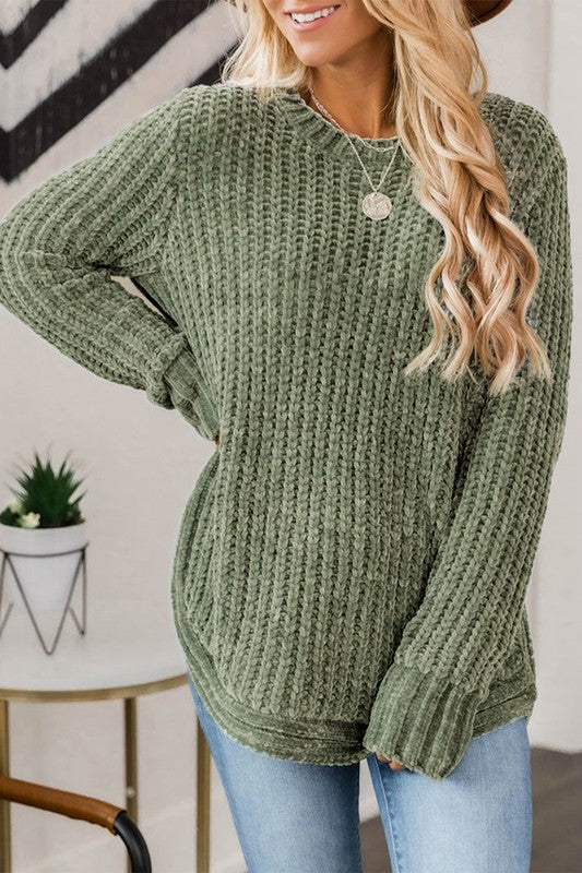 Women's Long Sleeve Cable Knit Pullover Sweater