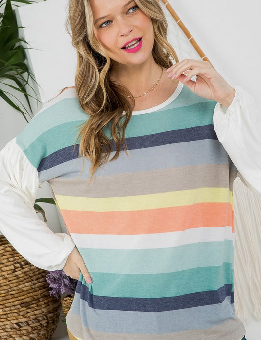 Women's Striped Terry Boxy Top