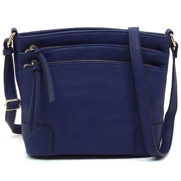 Women's Faux Leather Multi Zip Pocket Crossbody Bag