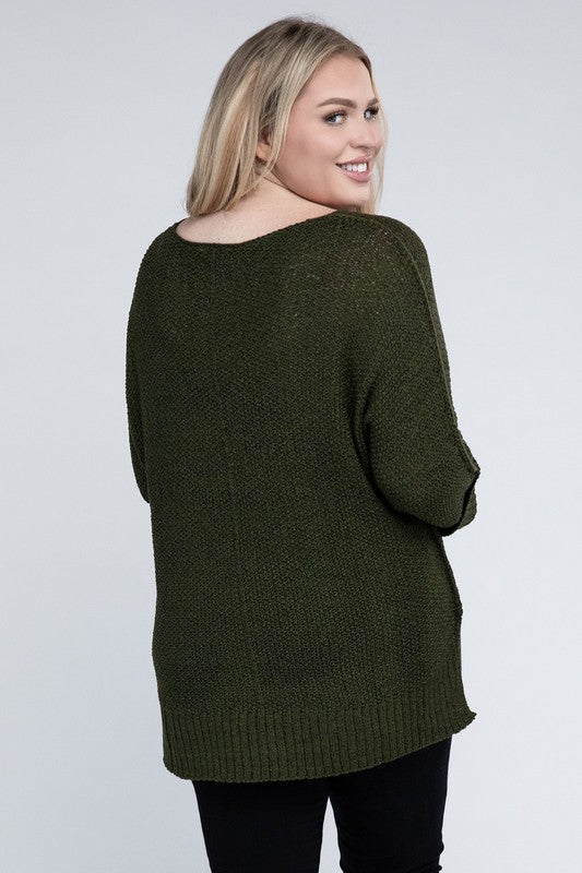 Plus Size Women's Cozy Crew Neck Knit Sweater