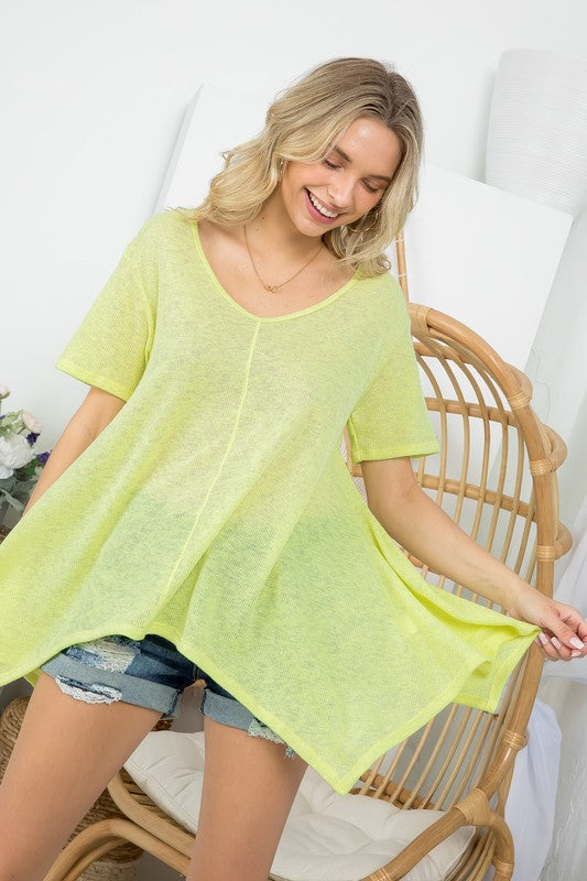 Women's Casual Solid Low Gauge Tunic Top