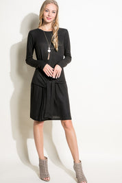 Women's Casual Mini Dress with Tie Front Detail