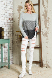 Women's Casual Colorblock Long Sleeve Top