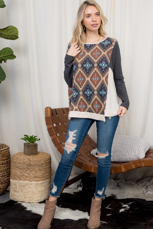 Women's Oversized Aztec Print Mix and Match Top