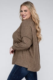 Plus Size Oversized Melange Drop Shoulder Sweater