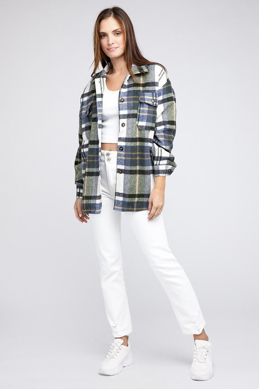 Men's Oversized Textured Flannel Shirt with Big Checks