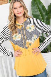 Plus Size Floral Stripe Mix Sweatshirts