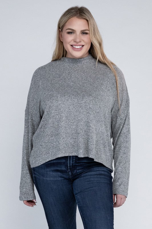 Plus Size Casual Drop Shoulder Long Sleeve Top