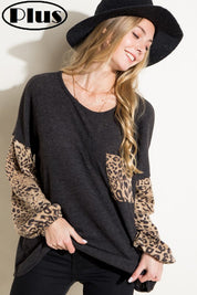 Women's Animal Print Long Sleeve Loose Fit Top