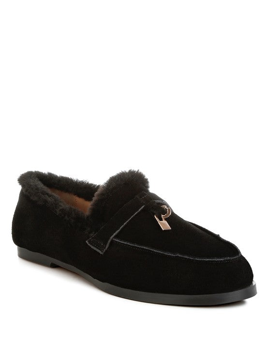 Women's Formal Suede & Faux Fur Flat Loafers