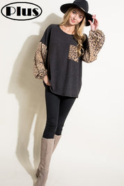 Women's Animal Print Long Sleeve Loose Fit Top