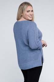 Plus Size Women's Cozy Crew Neck Knit Sweater