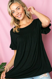 Women's Ruffled Short Sleeve Baby Doll Top