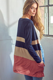 Women's Casual Colorblock Jersey Cardigan