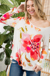 Women's Floral One Shoulder Top