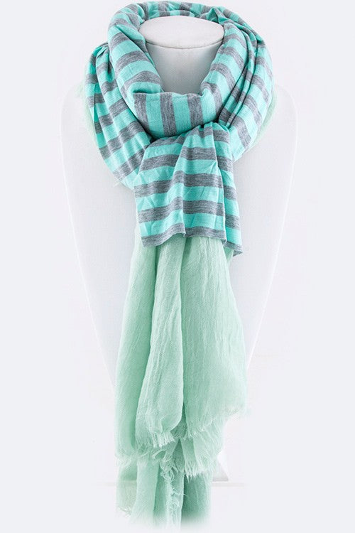 Women's Striped Jersey Knit Fashion Fringe Scarf