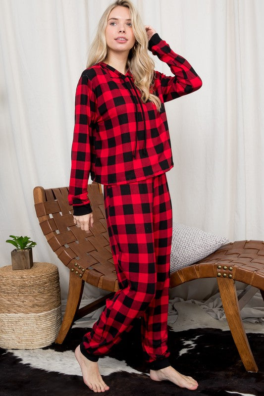 Plus Size Cozy Plaid Jogging Set for Women