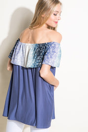 Women's Ombre Tie Dye Off Shoulder Top