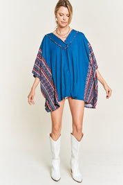 Women's Bohemian V-Neck Poncho Tunic