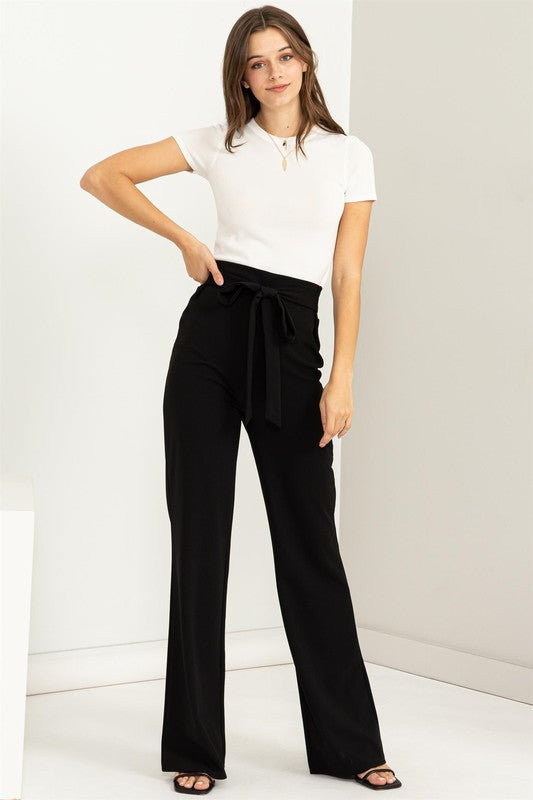 Women's High-Waisted Tie Front Flared Pants