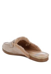 Women's Casual Suede & Faux Fur Slip On Mules