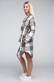 Women's Plaid Drop Shoulder Long Sleeve Shirt