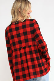 Women's Loose Fit Plaid Babydoll Top